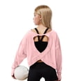 thumbnail image 4 of Faraee Teen Girls Open Back Shirts Backless Yoga Workout Summer Cute Tee Tops Short Sleeve Crop Oversized T Shirts Clothes 4t 5t 6t 7t 4-14 Years Pink, 4 of 7