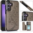 thumbnail image 3 of Phone Case for Samsung Galaxy S23 FE 5G with Tempered Glass Screen Protector and Card Holder Wallet Cover Stand Flip Leather Cell Accessories S 23 FE S23FE5G S23FE 23S G5 Women Men Gray, 3 of 13