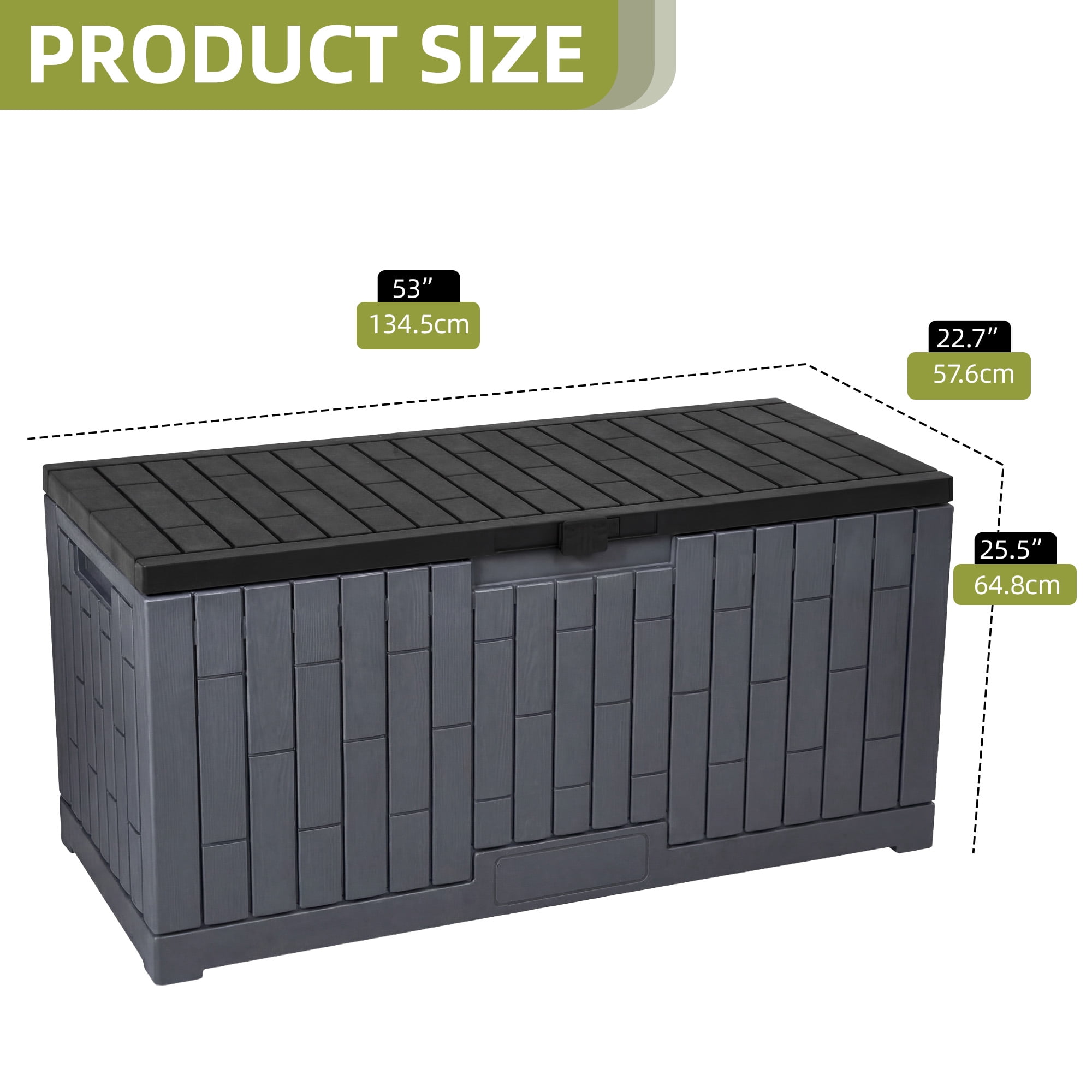 Dextrus Outdoor Waterproof 120 Gallon Resin Deck Box, Dark Brown