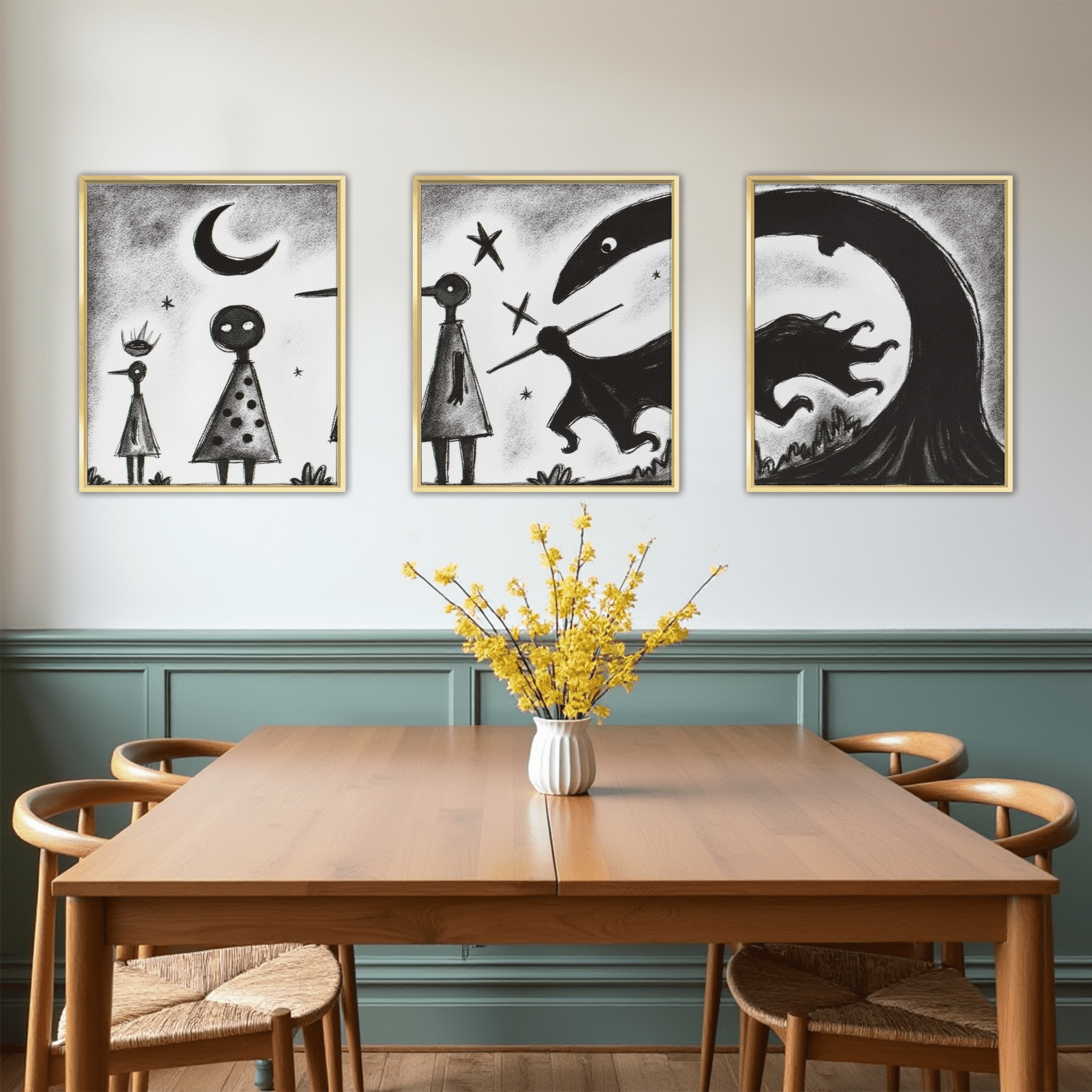 MAYEERTY Modern Abstract Wall Art Painting, Living Room Decor, Gold Aluminum Alloy Frame, 23.6"x15.8"