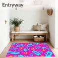 thumbnail image 3 of ODIKA 8'x10' Machine Washable Non-Slip Area Rug, Coral Reef Starfish Seashell Underwater Garden Bath High Traffic Rug with Pad, Pink, 701890, 3 of 8
