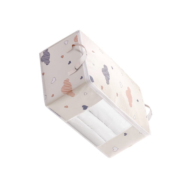 Bolsa de clasificación de ropa, gran capacidad, plegable, estampado, organizador de mantas, ordenado, Visible, para el hogar, a prueba de Almacenamiento y organización del hogar Beige/60*40*30. Yuarrent HA066833-04