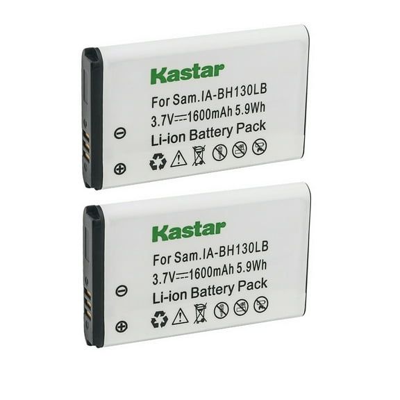 Kastar IA-BH130LB Battery 2-Pack Replacement for Samsung SMX-K45 SMX-K400 SMX-K442 HMX-U15 HMX-U15BN HMX-U15LN HMX-U20 HMX-U20BP HMX-W200TP HMX-U20BN/XAA HMXU20RNXAA HMX-W190 HMX-W200 Camera