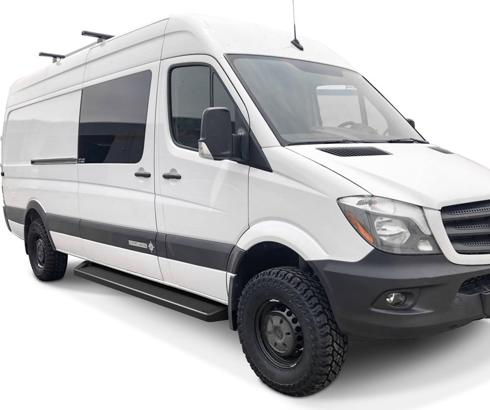 APS Running Boards 6in Matte Black Compatible with Dodge Sprinter 2007-2009 Full Size Van & Mercedes-Benz Sprinter 10-25 3-Door(Exclude Passenger Van With Rear A/C and 2015 4X4) Nerf Bars Steps