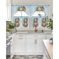 thumbnail image 4 of Christmas Cardinal Swag Kitchen Curtains Sets for Windows 24 Inch Length, Winter Xmas Poinsettia Berry Sky Blue Short Window Curtain Panels Swags Valances and Tiers 3 Piece Set for Cafe/Dining Room, 4 of 5