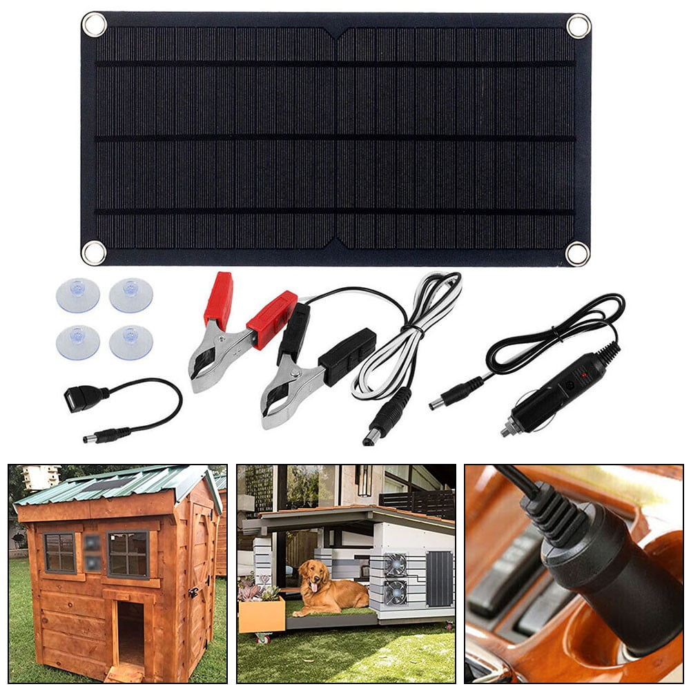 10W 6Vsolar Charger Car Battery Maintainer Portable Solar Panel Kit With Adapter Smile Home