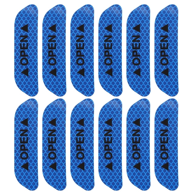12Pcs Pegatinas Reflectoras Cinta Reflector Azul De Puerta para Coche Abierta Firmar 9.5x2.5cm