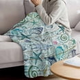 thumbnail image 3 of Teal Blue Coastal Blanket Soft Cozy Warm Throw Blanket for Couch, Plush Fuzzy Flannel Fleece Blankets for Sofa, Nautical Starfish Shells Ocean Sea Bed Blankets Lightweight Gifts for Women, 30"x40", 3 of 9