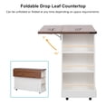 thumbnail image 6 of DEALTOPS Farmhouse Kitchen Island with Drop Leaf and Power Outlet, Rolling Kitchen Storage Cart with Open Shelves, White, 6 of 11