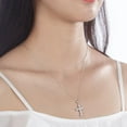 thumbnail image 2 of Round Cut Created Diamond 925 Sterling Silver Cross Pendant Necklace, 2 of 6