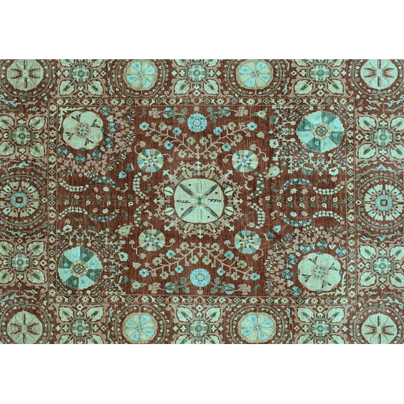 Ahgly Company Indoor Rectangle Abstract Light Blue Modern Area Rugs, 7' x 9'