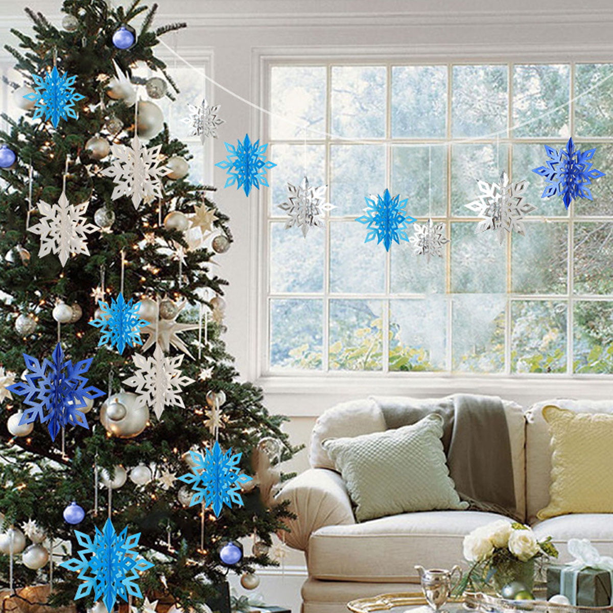 30x White Snowflake Ornaments Christmas Tree Decorations Home Festival Decor Yc 