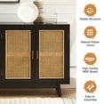 thumbnail image 6 of Wooden Rattan Sideboard TV Stand 4 Doors Storage Cabinet Credenzas Table TVs up to 65" Buffet Home Living Room Kitchen Black, 6 of 10