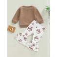 thumbnail image 3 of Liacowi Western Baby Girls Autumn Outfits Set Long Sleeve Letters Print Sweatshirt Horse Print Flare Pants 6M 12M 18T 24T 3T Toddler 2Pcs Fall Clothes, 3 of 8