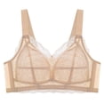 thumbnail image 2 of Jinhomg Women's Everyday Bras, Plus Size Wireless Sheer Lace Full-Coverage Bra for daily and T-shirt wear, Back Closure, Lace No Print, Soft Support Beige 42, 2 of 5