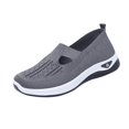 thumbnail image 2 of Aobny Walking Shoes Ladies Shoes Breathable Soft Shoes Slip On Shoes Flatform Sports Shoes Shoe Flat Heel Gray Round Toe Stability Comfortable Shoes for Women,Size 37, 2 of 5