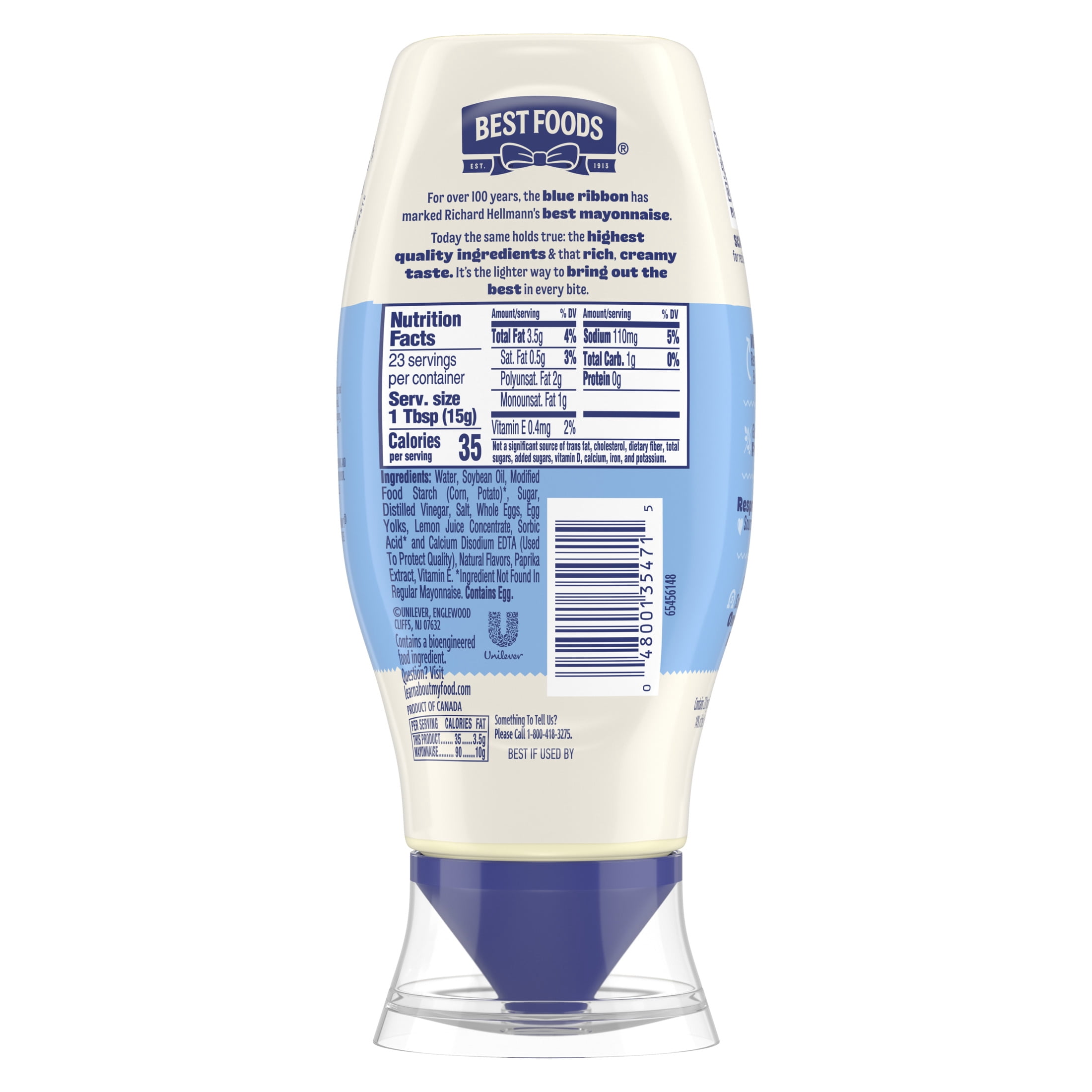 Best Foods Squeeze Light Mayonnaise 11.5 fl oz Bottle