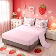 thumbnail image 5 of meiyoeat Bowknot Letter Twin Bedding for Kids, Fruit Strawberry Bedding Comforter Set, Pink, Pink Reversible, 7pcs, 5 of 6
