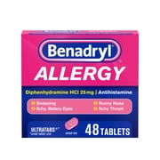 Benadryl Ultratabs Antihistamine Cold & Allergy Relief Tablets, 48 Count