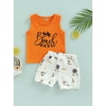 thumbnail image 2 of Franhais Toddler Boys Summer 2Pcs Outfits, Letter/Tree Printed Short Sleeve Round Neck Vest + Elastic Waist Tree Printed Short Pants, 2 of 9