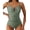 Green, variant on Swimsuit Women One Piece Swimsuit Tummy Control Ruched Slimming U-Wire Cutout Swim Suits Swimwear