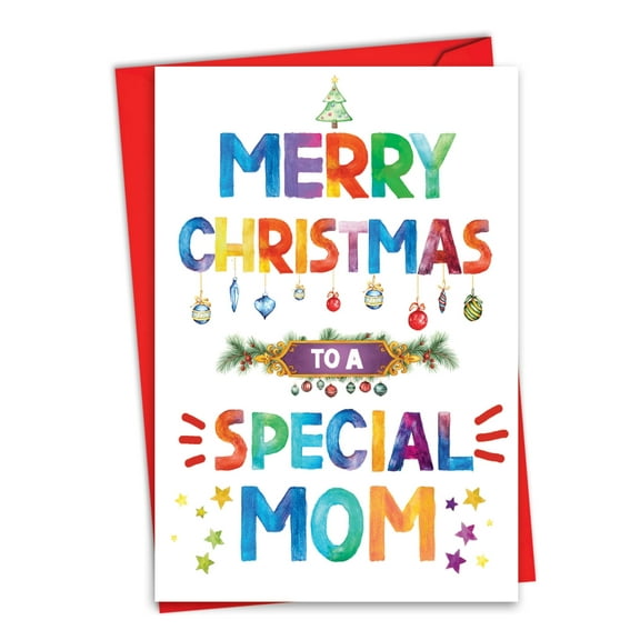 NobleWorks Christmas Greeting Card (Mother) with 5 x 7 Inch Envelope (1 Card) Merry Christmas Holiday Special Mom Holiday C8719XSG