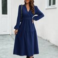 thumbnail image 5 of Dwaogom Fashion Women's Casual Long Sleeve Dress V-Neck Ladies Solid Long Dresses Halter Dresses For Women Renaissance Dress Christmas Dresses, 5 of 7