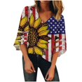 thumbnail image 1 of Camiseta de mujer Camisetas con cuello en V Manga tres cuartos Camiseta estampada Tops Blusa Regalo para mujer Fridja czfsfas1439, 1 of 5