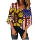 thumbnail image 1 of Camiseta de mujer Camisetas con cuello en V Manga tres cuartos Camiseta estampada Tops Blusa Regalo para mujer Fridja czfsfas1440, 1 of 5
