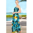 thumbnail image 3 of HAPPY BAY Women's Beach Summer Ruched Tube Top Maxi Evening Dress Strapless Dresses for Women One Size Teal, Palm Tree, 3 of 4