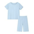 thumbnail image 2 of Atogsazn Baby Girl Clothes Set Toddler Casual Short Sleeve Tshirt Shorts Outfit Home Wear Suit 02-Blue 2-3 Years, 2 of 9