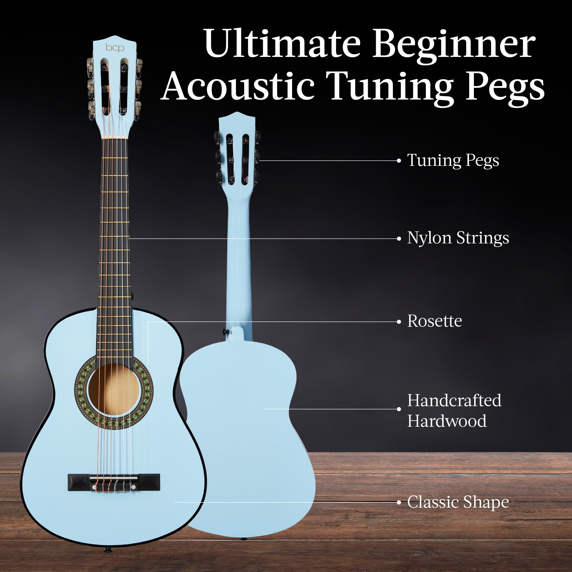 Best Choice Products 30in Kids Acoustic Guitar Beginner Starter Kit w/ Strap, Case, Strings - Light Blue
