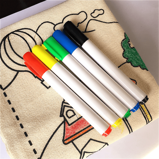 Bolígrafo textil lavable de 6 colores, bolígrafo textil con base de agua para grafitis entre padres e hijos