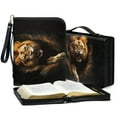 thumbnail image 4 of ZUXONGSY Lion Print PU Leather Bible Cover for Women Men Minimalist Design Bible Book Carrying Case with Detachable Wristlet Strap Church Bag for Church Christian Art Gifts, XL, 4 of 7