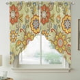 thumbnail image 2 of Gray Green Boho Floral Swag Valances for Windows, Kitchen Window Curtains Over Sink, Vintage Abstract Art Ethnic Flowers Window Treatment Curtains for Living Room/Bedroom 2 Panel Sets 36"x45", 2 of 8