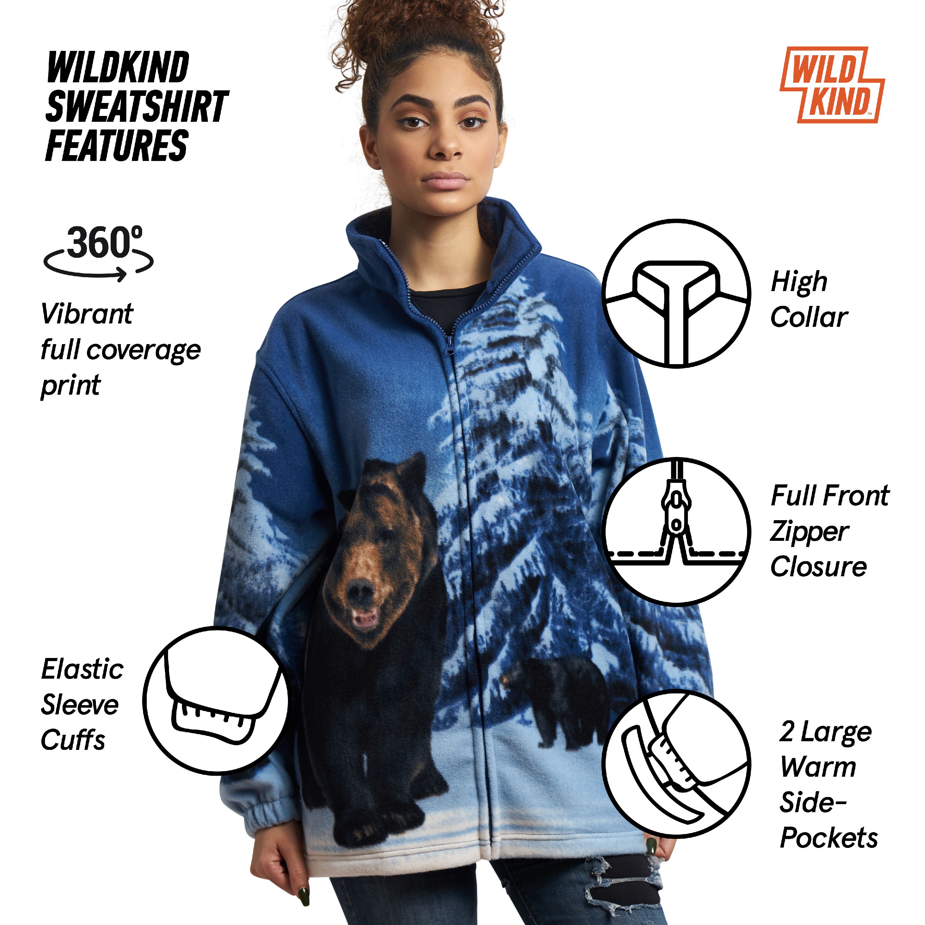 Men's Women's Sweater Jacket Full Zip Fleece Horses Wildlife