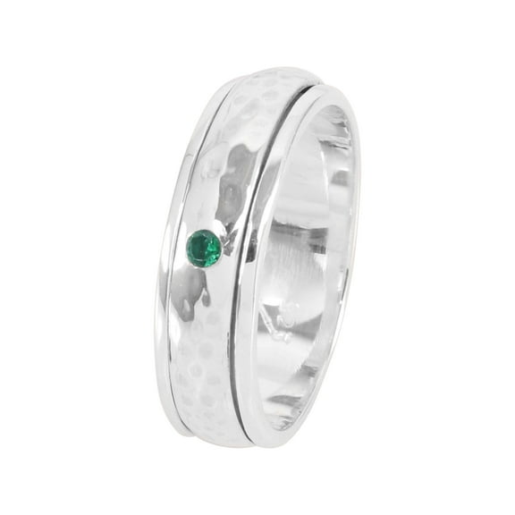 Earth Gems Jewelry Spinner Ring Sterling Silver Ring Thumb Ring Fidget Ring Cubic Zircon Ring for Women