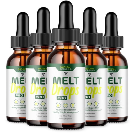 (5 Pack) Melt Drops Pro Supplement, Melt Drops Pro Weight Management Formula (10oz)