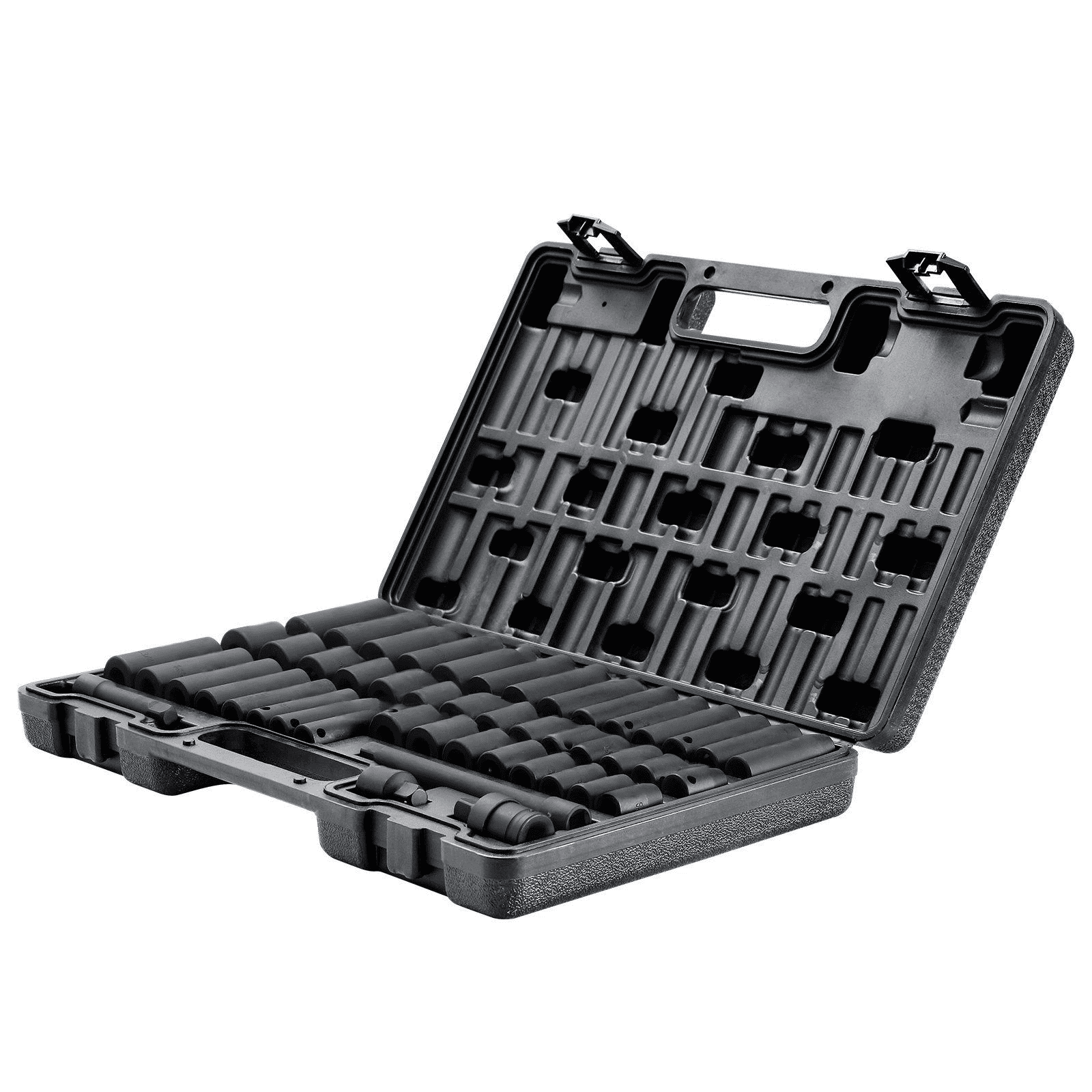 3/8" Drive Impact Socket Set, 48 Piece - SAE & Metric (5/16"-3/4", 8-22mm) with Extension, Universal Joint & Adapter