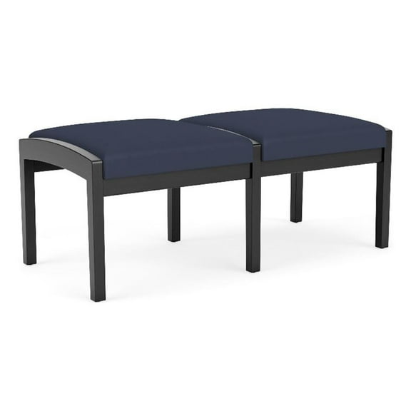 Lenox Wood Reception Waiting Room 18" 2-Seat Bench / Black Wood / Blue
