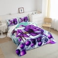 thumbnail image 3 of jejeloiu Santa Claus Full Size Comforter Sets,Purple Christmas Balls Bedding Comforter Set,Kawaii Xmas Reindeer Bedding Sets For Teens,Microfiber Bedroom Decor Reversible,3 Pieces, 3 of 8