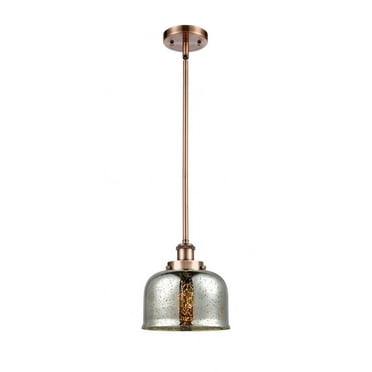 916-1S-AC-G78-Innovations Lighting-Bell - 1 Light Stem Hung Mini Pendant In Industrial Style-10 Inches Tall and 8 Inches Wide-Antique Copper