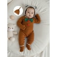 thumbnail image 5 of Spewahor Infant Baby Girl Boy Christmas Fall Romper 0 3 6 12 18 24 Months Bowtie Long Sleeve Footie Romper Knotted Hat, 5 of 9