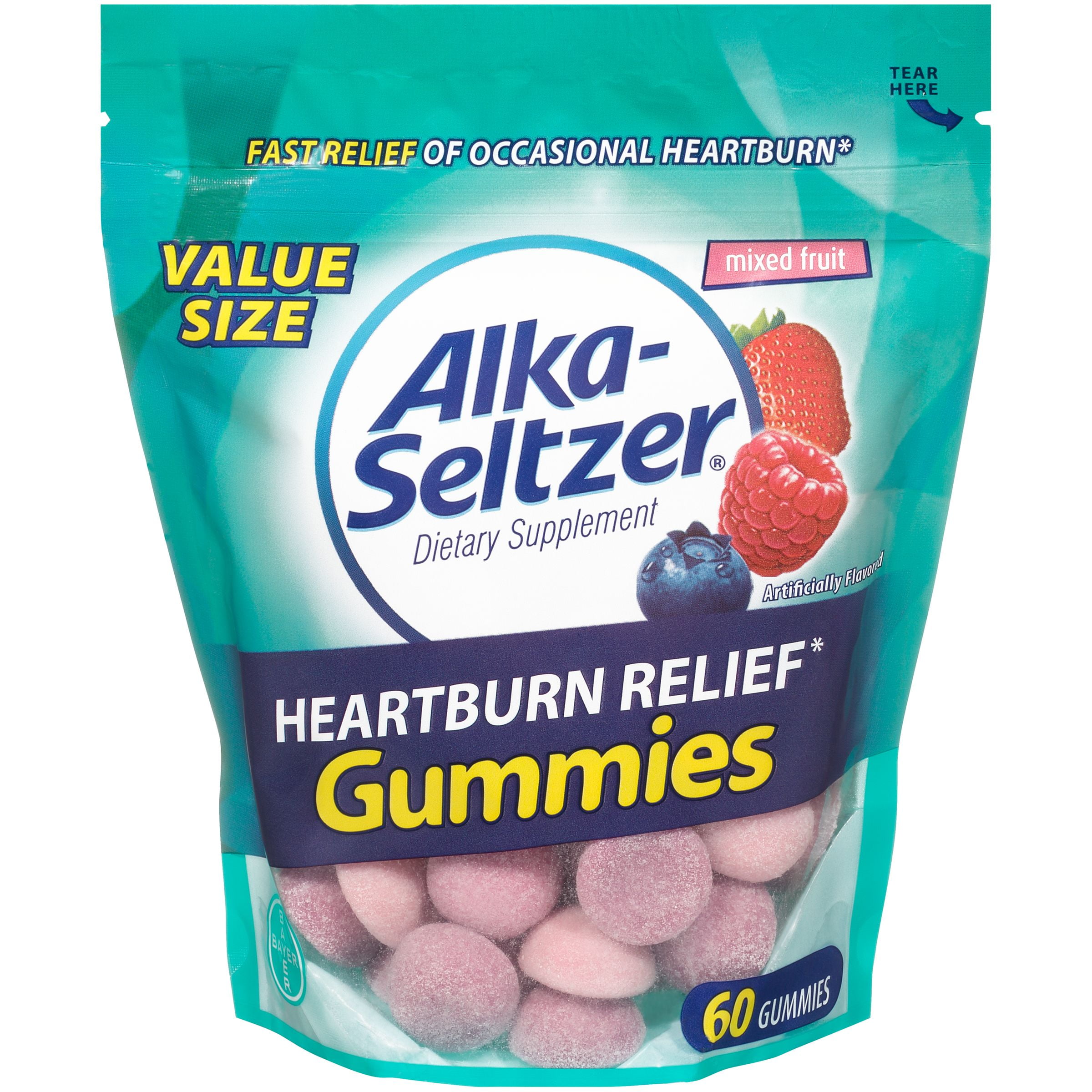 Alka-Seltzer Heartburn Relief Gummies Mixed Fruit, 60 ...