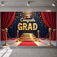 thumbnail image 3 of Gold Lettering Graduation Banner Graduation Cap Design Grad Display Colorful Polka Dots Red Curtain Accent Congrats Backdrop for Graduation Ceremony College Grad Party Graduation Photo Shoot, 3 of 5