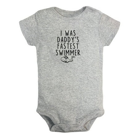 

I was Daddy s Fastest Swimmer Funny Rompers For Babies Newborn Baby Unisex Bodysuits Infant Jumpsuits Toddler 0-24 Months Kids One-Piece Oufits (Gray 6-12 Months)