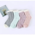 thumbnail image 4 of DQRPSEETB 4 Pairs Patchwork Fuzzy Socks Womens Cozy Fluffy Winter Cabin Slipper Warm Soft Thick Comfy Socks Women's Socks,Black Ankle Socks Pink, 4 of 7