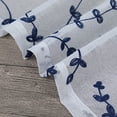thumbnail image 5 of Sheer Valance Curtains, Leaf Embroidered Kitchen Window Treatment Voile Valances Cafe Curtains Rod Pocket, Faux Linen Textured Semi Sheer Bathroom Curtain Navy Blue, 52" W x 36" L, 5 of 7