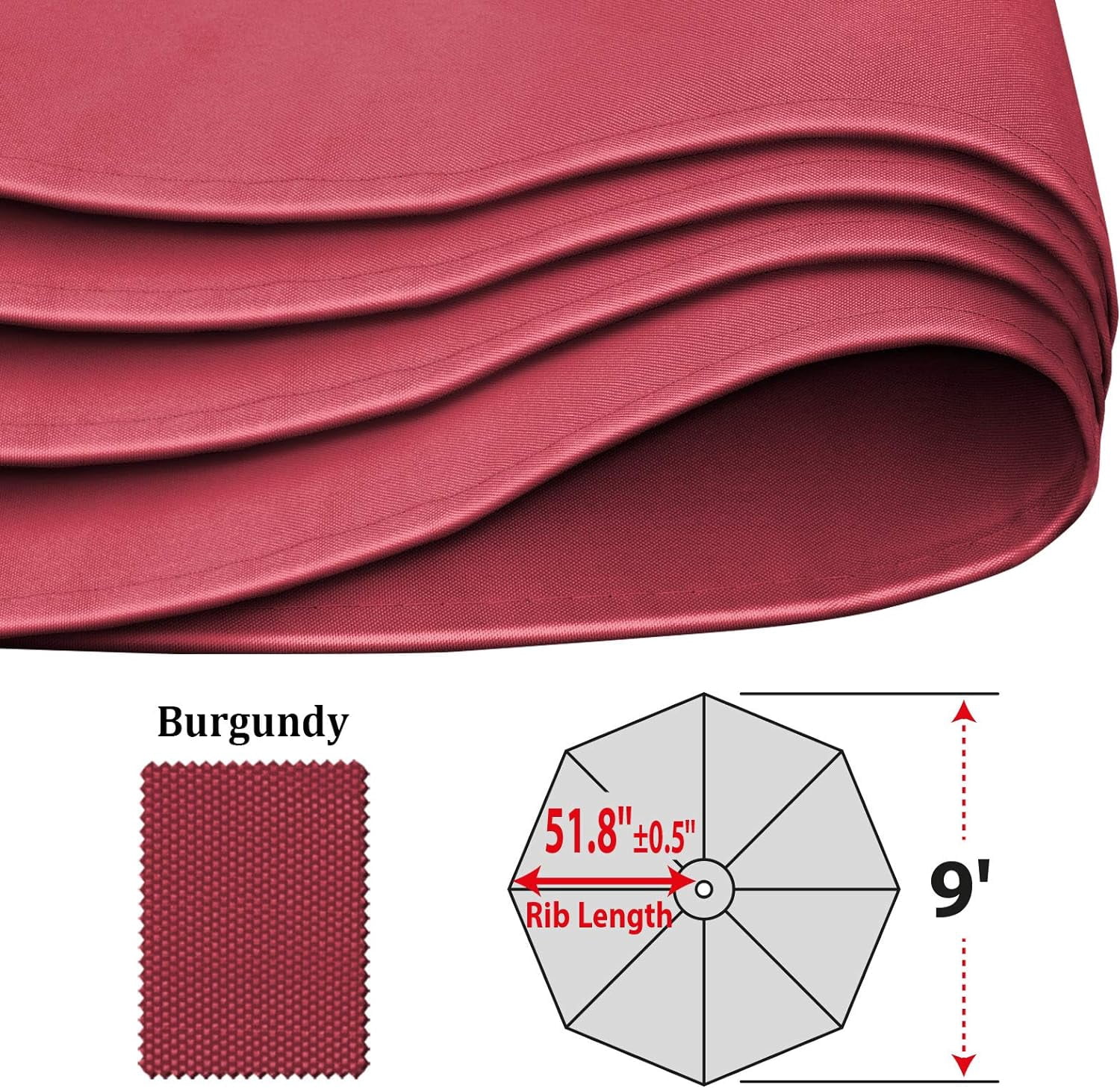 SOLAXO 9ft Umbrella Cover Only for 8 Rib Outdoor Patio Umbrella Replacement Canopy Top