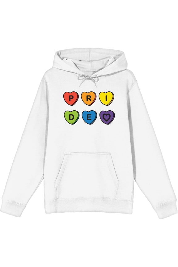 Pride Hearts Adult White Long Sleeve Hoodie-XXL